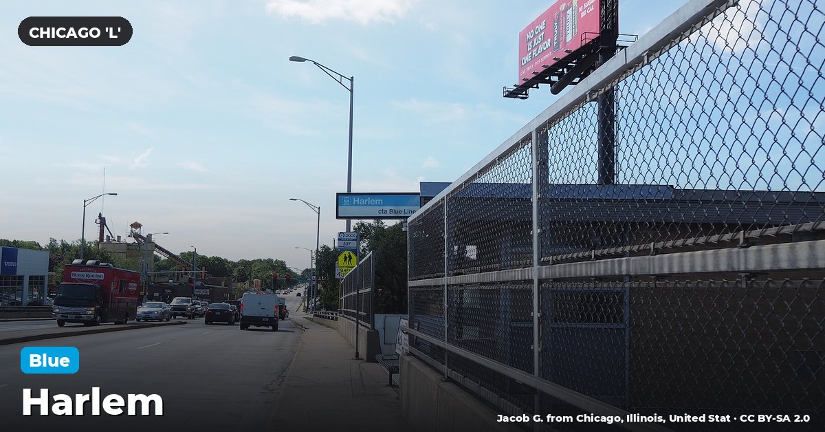 Harlem station on the Blue Line of the Chicago 'L' (CTA), Chicago