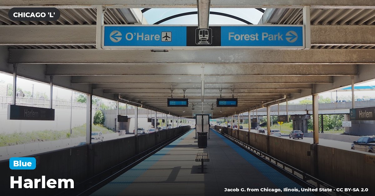 Harlem station on the Blue Line of the Chicago 'L' (CTA), Chicago